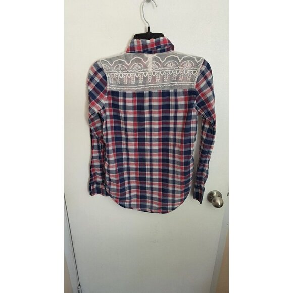 Aeropostale Plaid Button Down Long Sleeve XS Cowgirl Rodeo Rockabilly Country - Picture 2 of 9